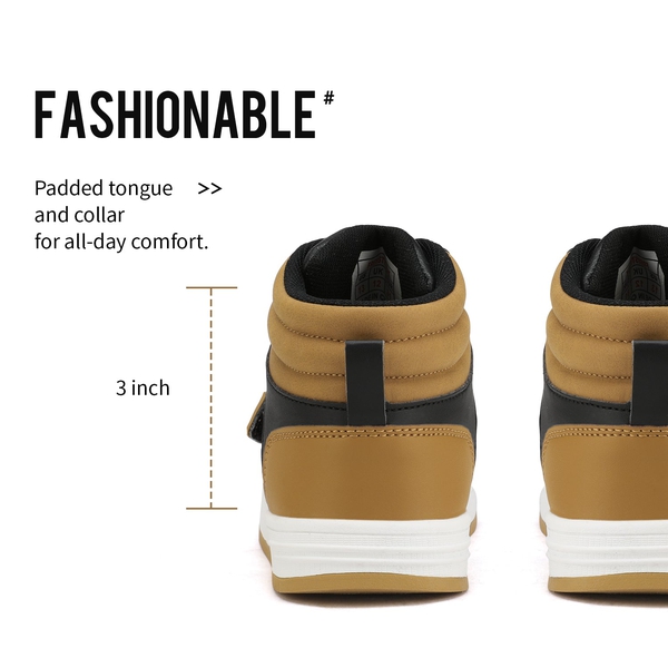 Boys & Girls High Top Sneaker - YELLOW WHITE BLACK - 3